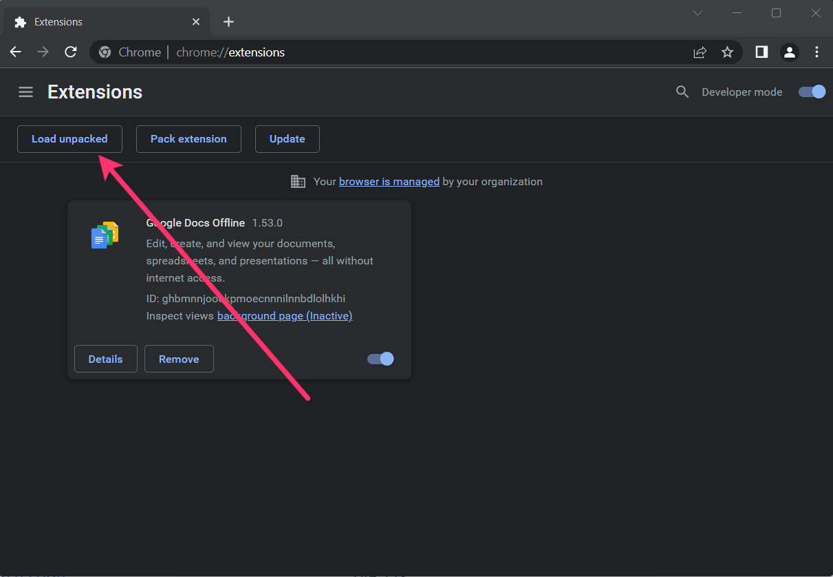 Load Unpacked Extension