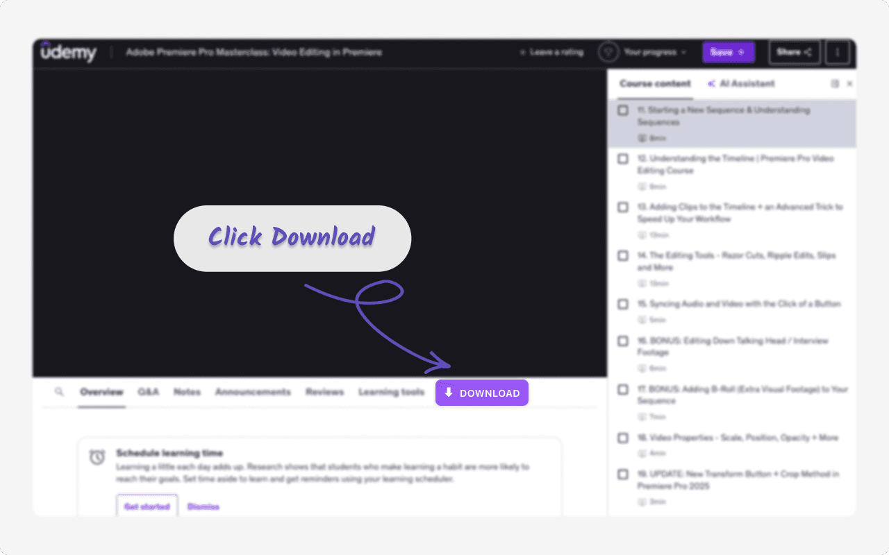 Udemy Course Download Interface